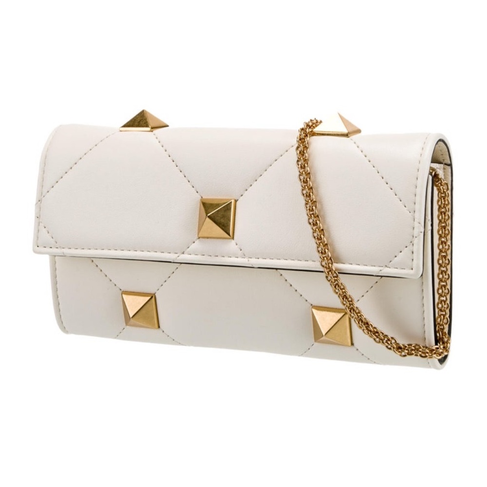 Valentino White Roman Stud Wallet On Chain Bag AUTHENTIC With Tags and Box